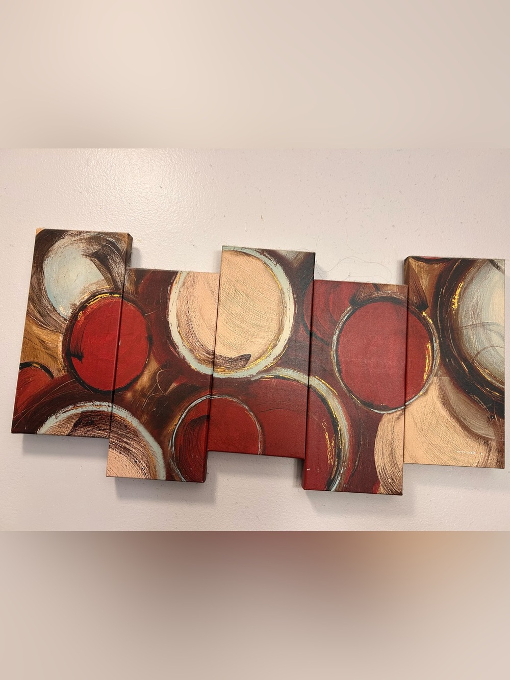 Abstract Red and Gold Circle Canvas Wall Art - Brand Unknown